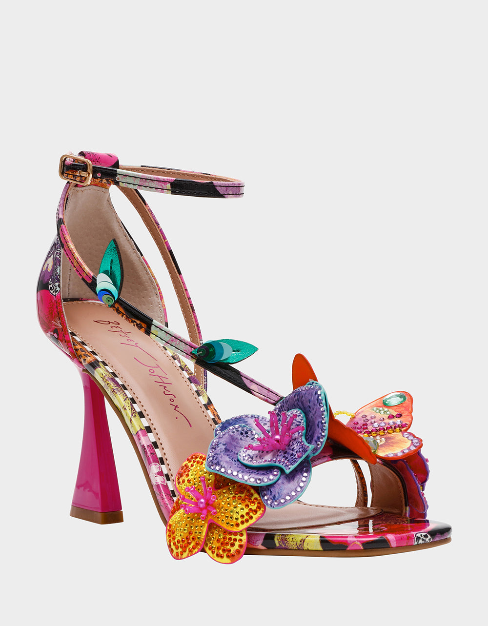 Betsey Johnson Everyday - CAMILE BLACK MULTI Women's Floral Butterfly Rhinestone High Heel