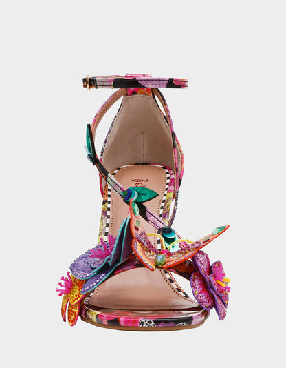 Betsey Johnson Everyday - CAMILE BLACK MULTI Women's Floral Butterfly Rhinestone High Heel
