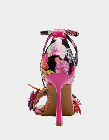 Betsey Johnson Everyday - CAMILE BLACK MULTI Women's Floral Butterfly Rhinestone High Heel