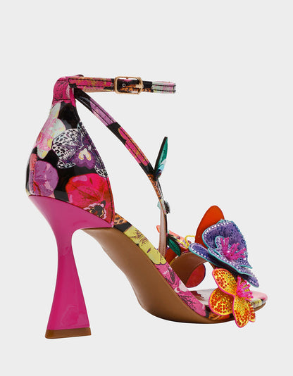 Betsey Johnson Everyday - CAMILE BLACK MULTI Women's Floral Butterfly Rhinestone High Heel