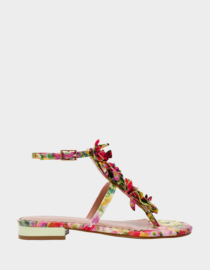 Betsey Johnson Exclusive - KENEDY GREENN FLORAL MULTI Women's Flat Pink and Green Floral Sandal