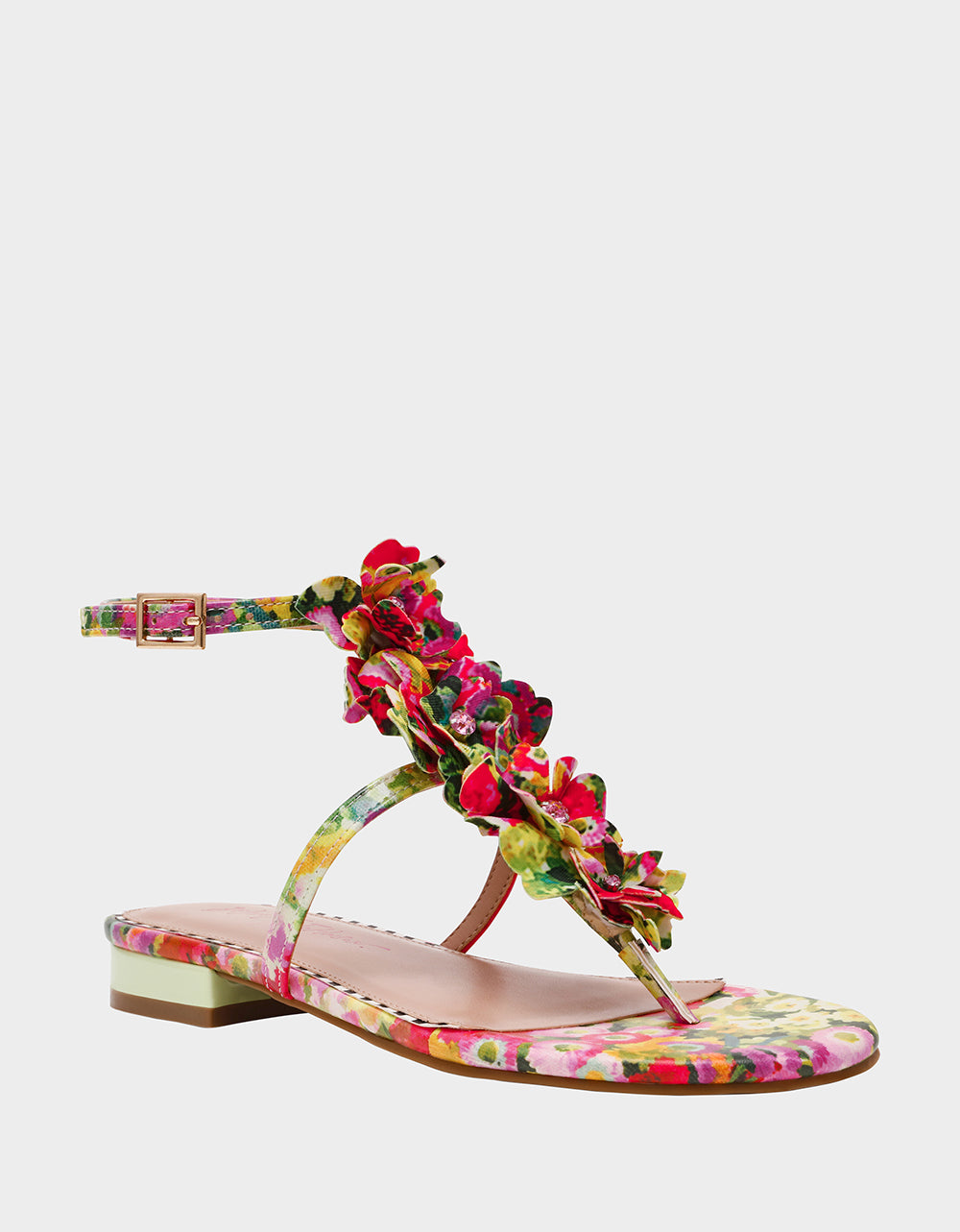 Betsey Johnson Exclusive - KENEDY GREENN FLORAL MULTI Women's Flat Pink and Green Floral Sandal
