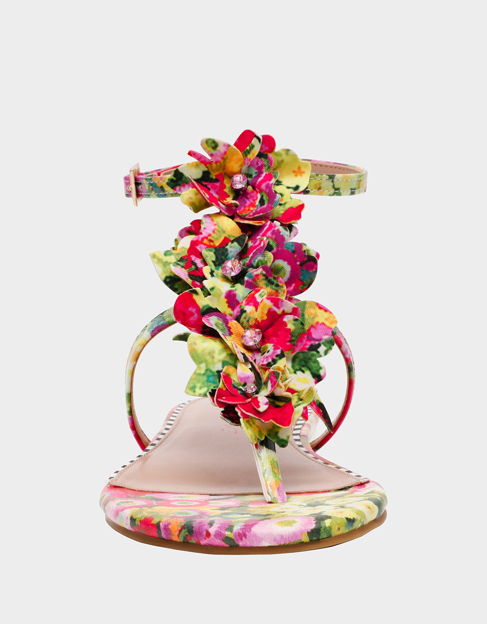 Betsey Johnson Exclusive - KENEDY GREENN FLORAL MULTI Women's Flat Pink and Green Floral Sandal