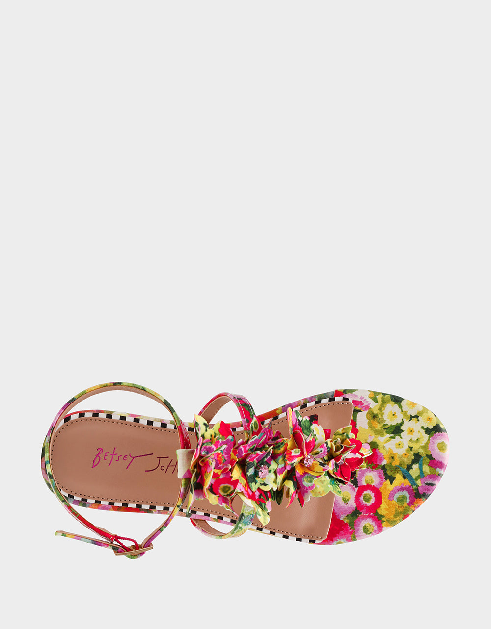 Betsey Johnson Exclusive - KENEDY GREENN FLORAL MULTI Women's Flat Pink and Green Floral Sandal