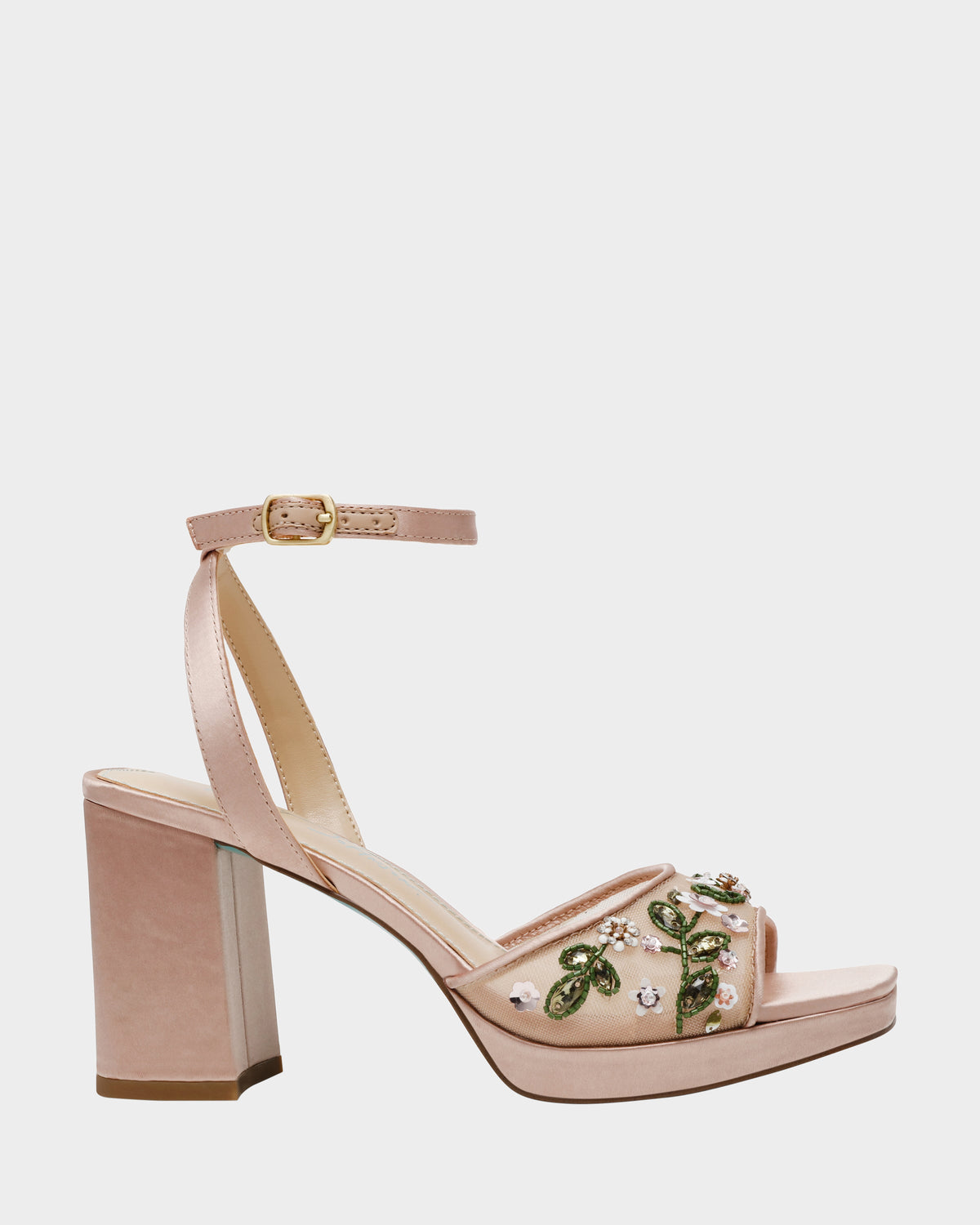 Betsey Johnson Sale - KIRRA NUDE Platform Strappy Square-Toe Block Heel