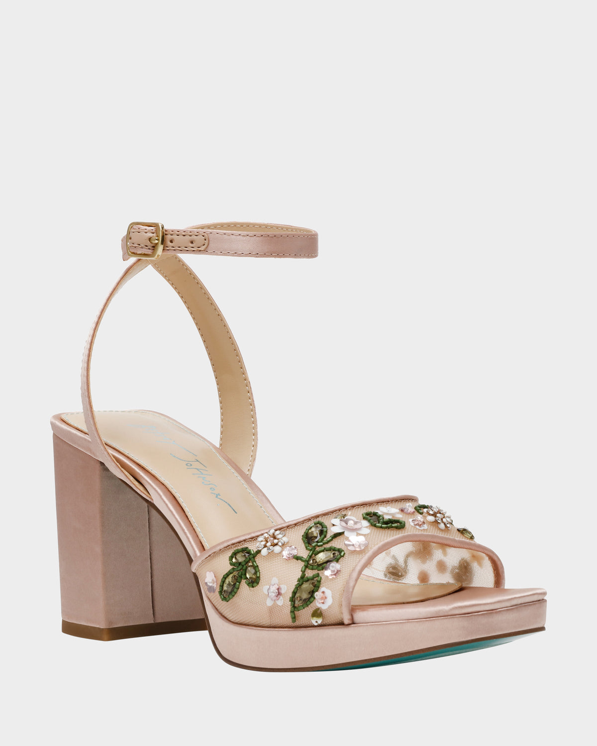 Betsey Johnson Sale - KIRRA NUDE Platform Strappy Square-Toe Block Heel