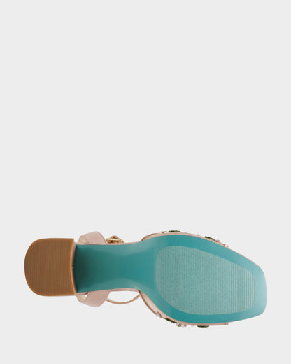 Betsey Johnson Sale - KIRRA NUDE Platform Strappy Square-Toe Block Heel