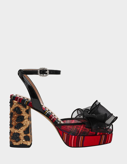 Betsey Johnson Signature - PALLOMA RED PLAID Women's Platform Block Heel