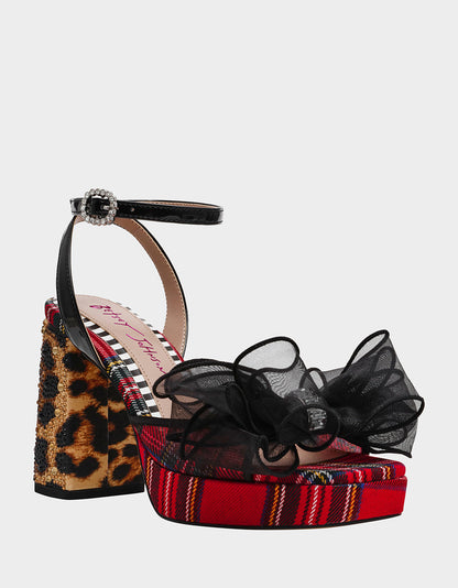 Betsey Johnson Signature - PALLOMA RED PLAID Women's Platform Block Heel
