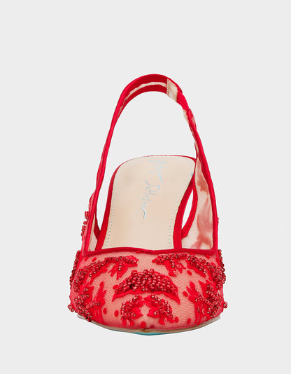 Betsey Johnson New - NIKKI RED Pointed Toe Slingback Heel
