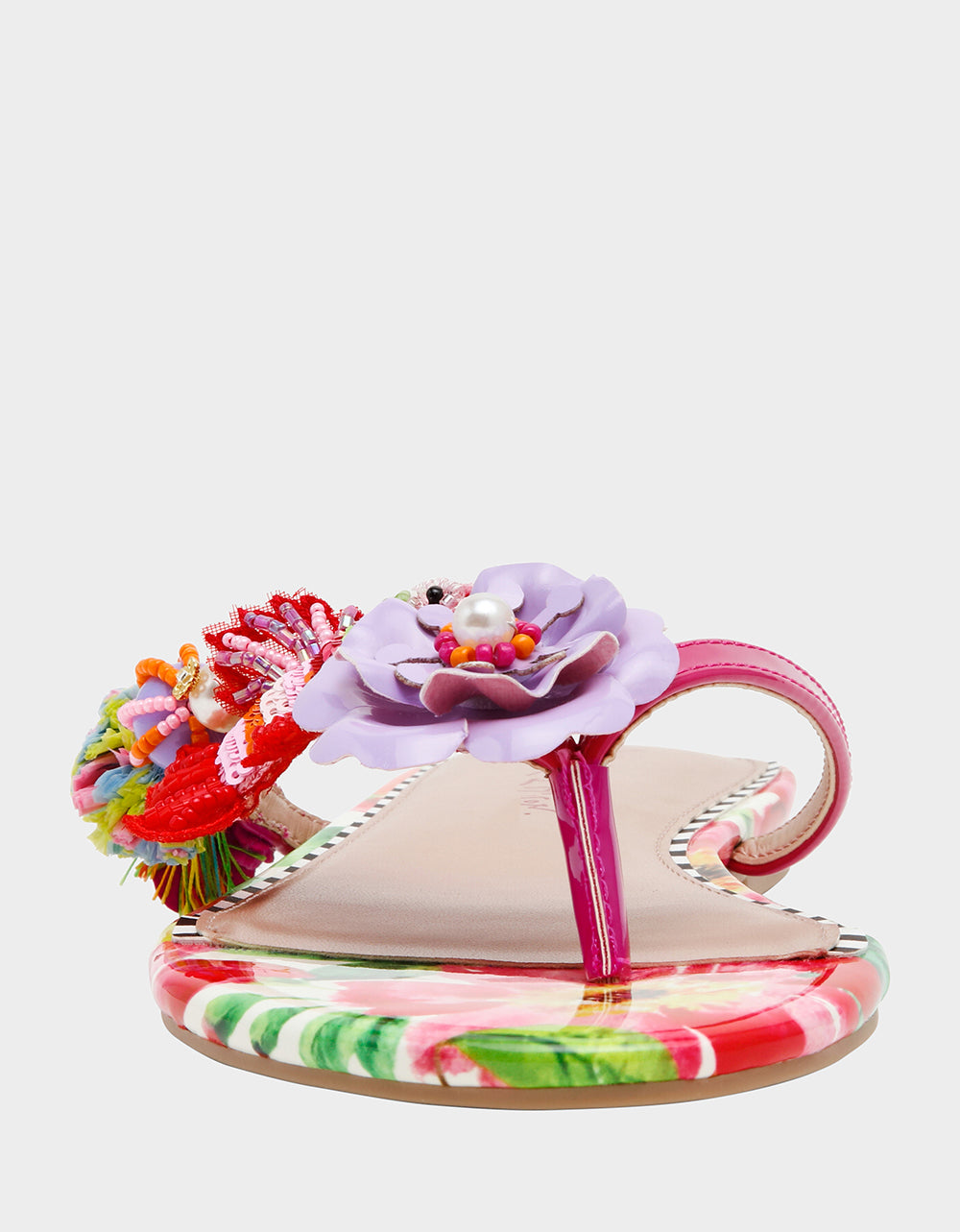 Betsey Johnson Latest - DOLORIS Bright Multi Women's Thong Strappy Flower Embellished Sandal