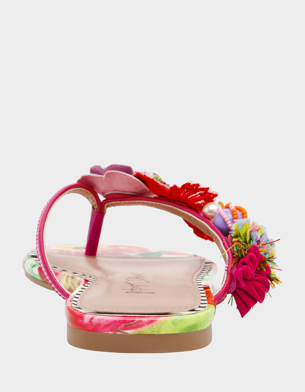 Betsey Johnson Latest - DOLORIS Bright Multi Women's Thong Strappy Flower Embellished Sandal