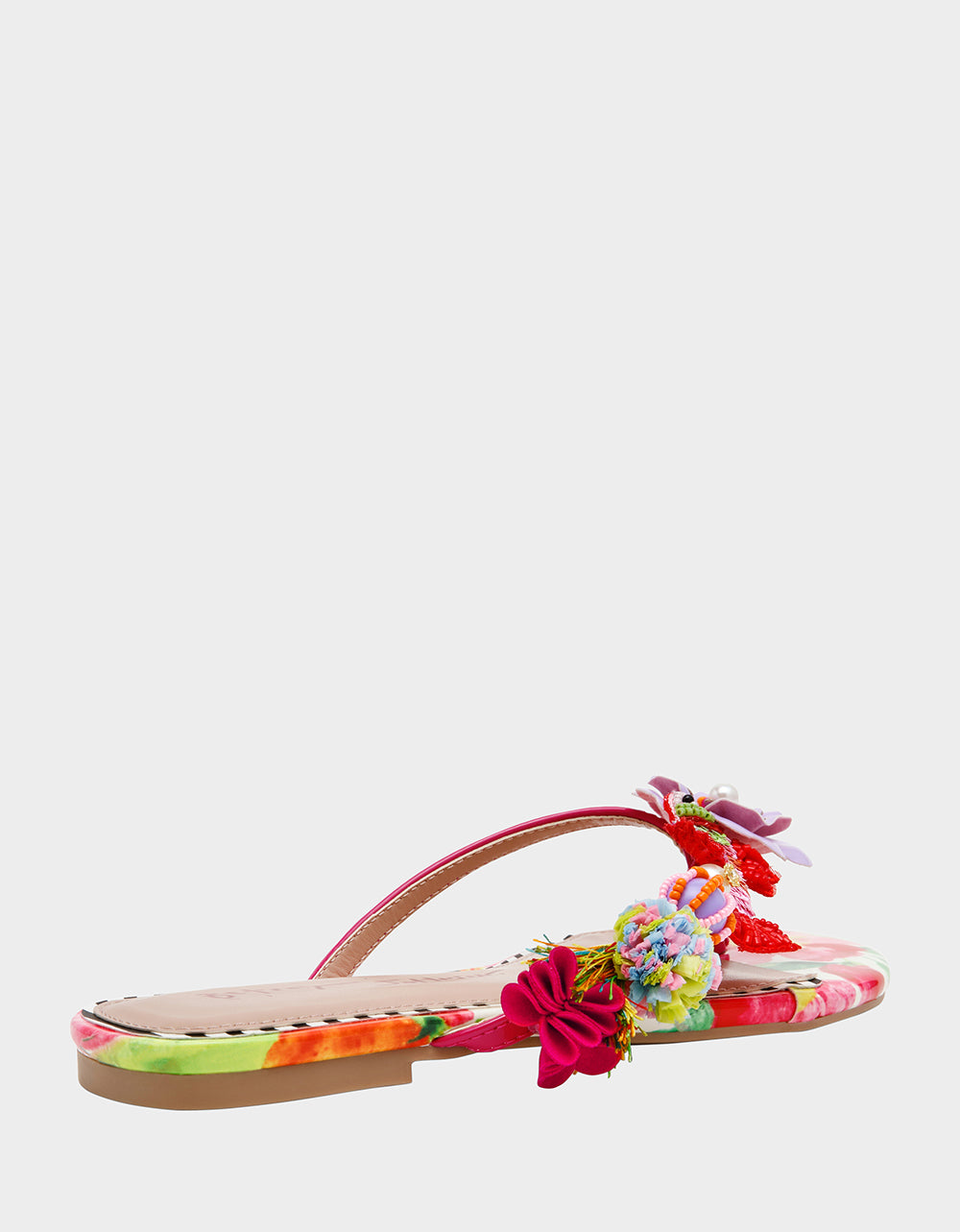 Betsey Johnson Latest - DOLORIS Bright Multi Women's Thong Strappy Flower Embellished Sandal