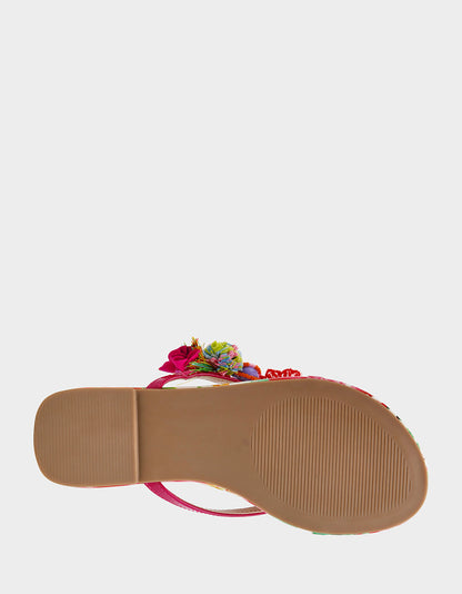 Betsey Johnson Latest - DOLORIS Bright Multi Women's Thong Strappy Flower Embellished Sandal
