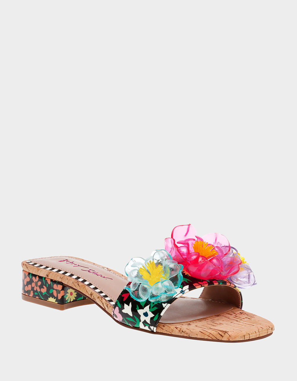 Betsey Johnson Exclusive - BRICE BLACK MULTI Floral Slide Sandal