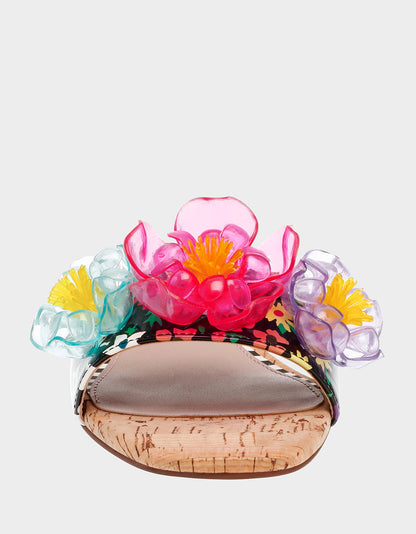 Betsey Johnson Exclusive - BRICE BLACK MULTI Floral Slide Sandal