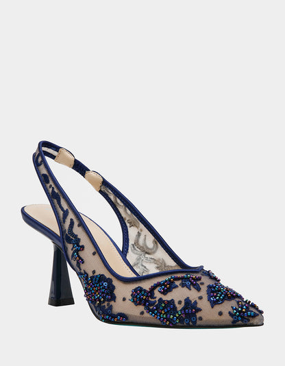 Betsey Johnson Customer Favorite - NIKKI NAVY Slingback Pointed Toe Heel