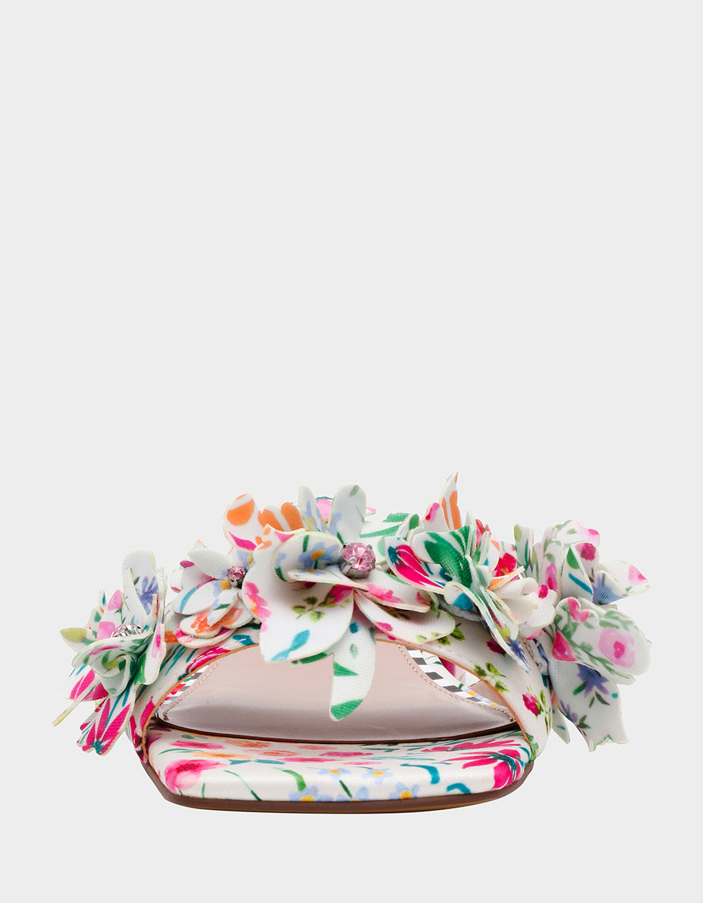 Betsey Johnson Smart Buy - GLORRIA NATURAL FLORAL MULTI Women's Slip-On Low Block Heel Floral Sandal
