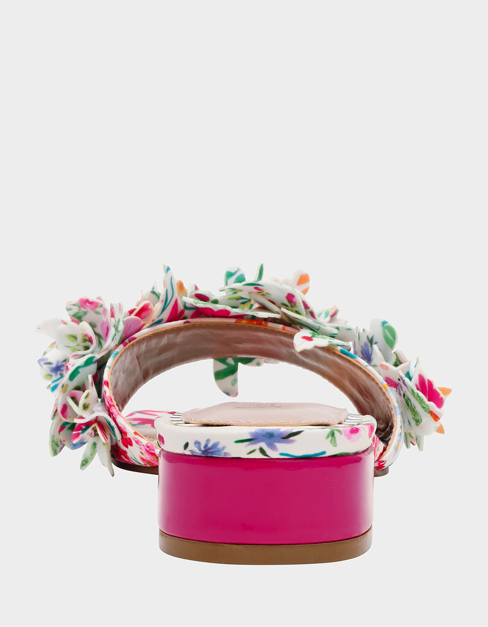 Betsey Johnson Smart Buy - GLORRIA NATURAL FLORAL MULTI Women's Slip-On Low Block Heel Floral Sandal