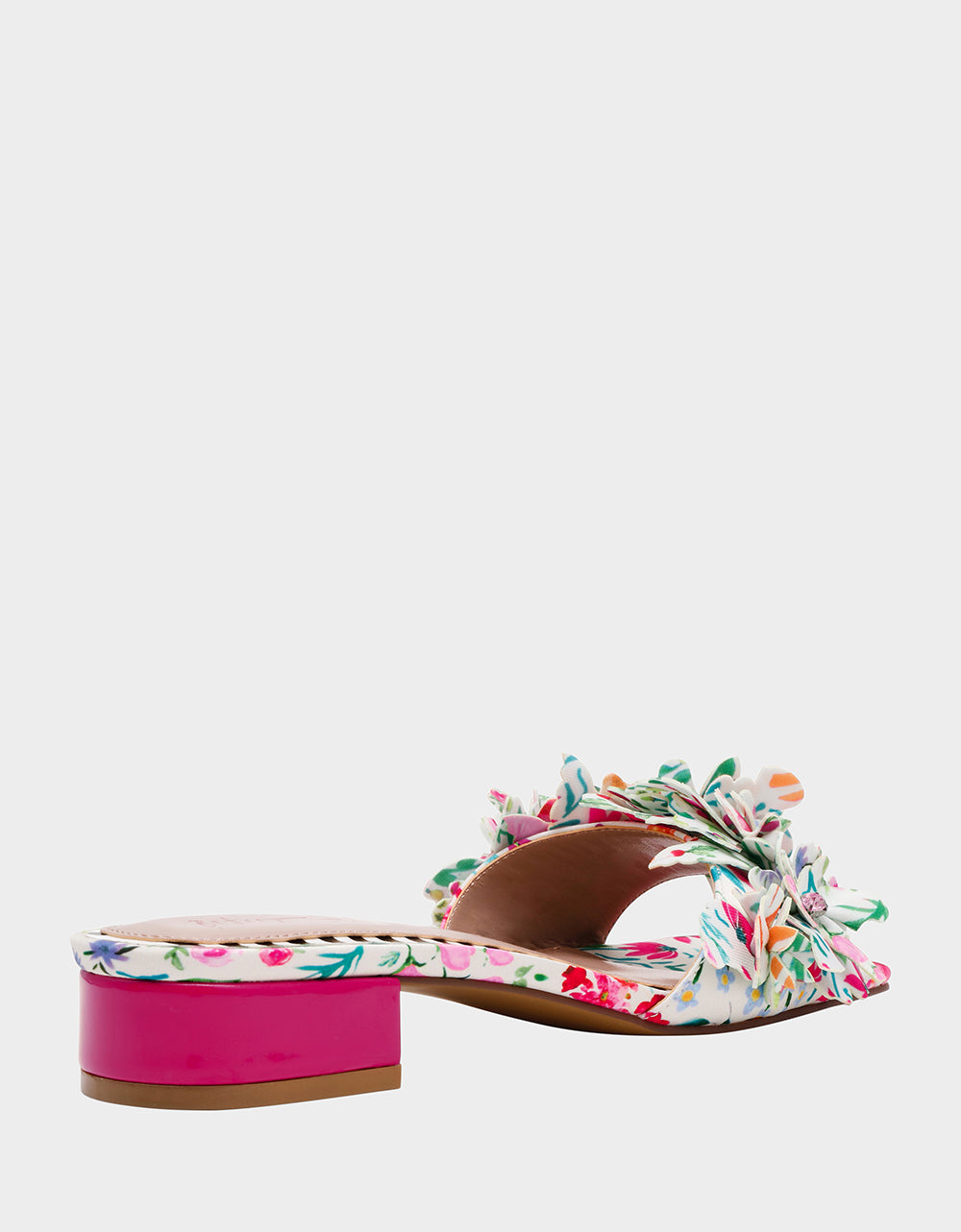 Betsey Johnson Smart Buy - GLORRIA NATURAL FLORAL MULTI Women's Slip-On Low Block Heel Floral Sandal