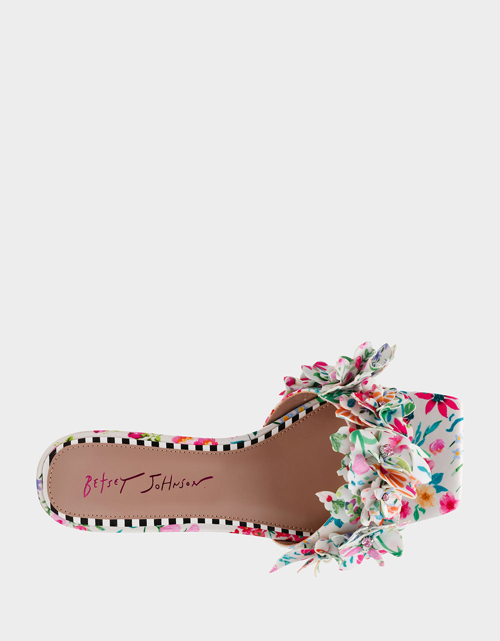 Betsey Johnson Smart Buy - GLORRIA NATURAL FLORAL MULTI Women's Slip-On Low Block Heel Floral Sandal