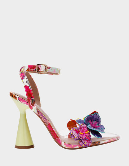 Betsey Johnson Trending - CHELSIE WHITE MULTI Women's Floral Butterfly Rhinestone Pump Heel