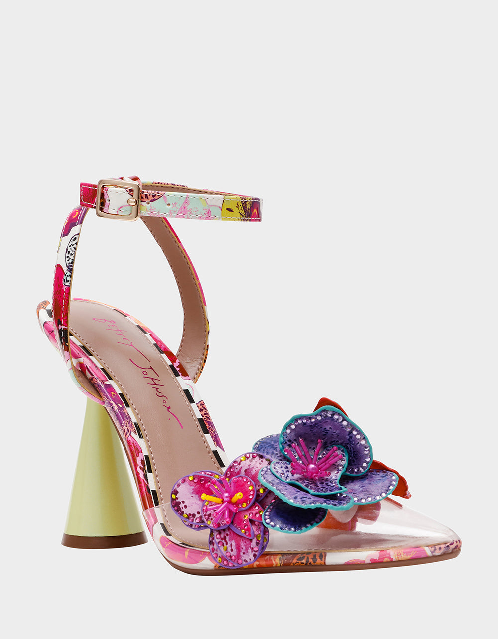 Betsey Johnson Trending - CHELSIE WHITE MULTI Women's Floral Butterfly Rhinestone Pump Heel