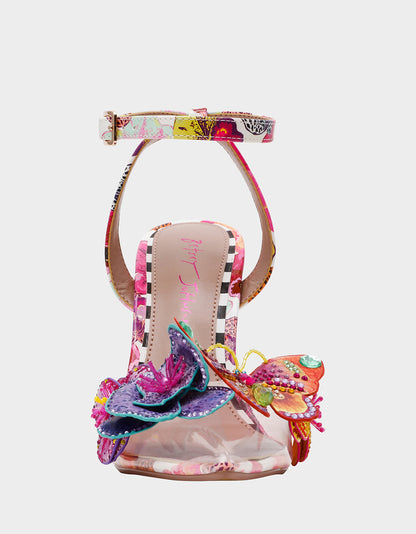 Betsey Johnson Trending - CHELSIE WHITE MULTI Women's Floral Butterfly Rhinestone Pump Heel