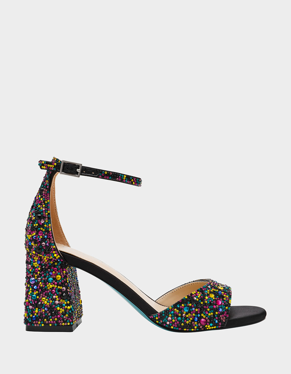 Betsey Johnson Premium - KAMI BLACK MULTI Block Heel Open Toe Women's Heel