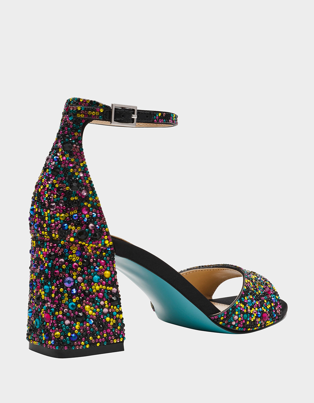 Betsey Johnson Premium - KAMI BLACK MULTI Block Heel Open Toe Women's Heel