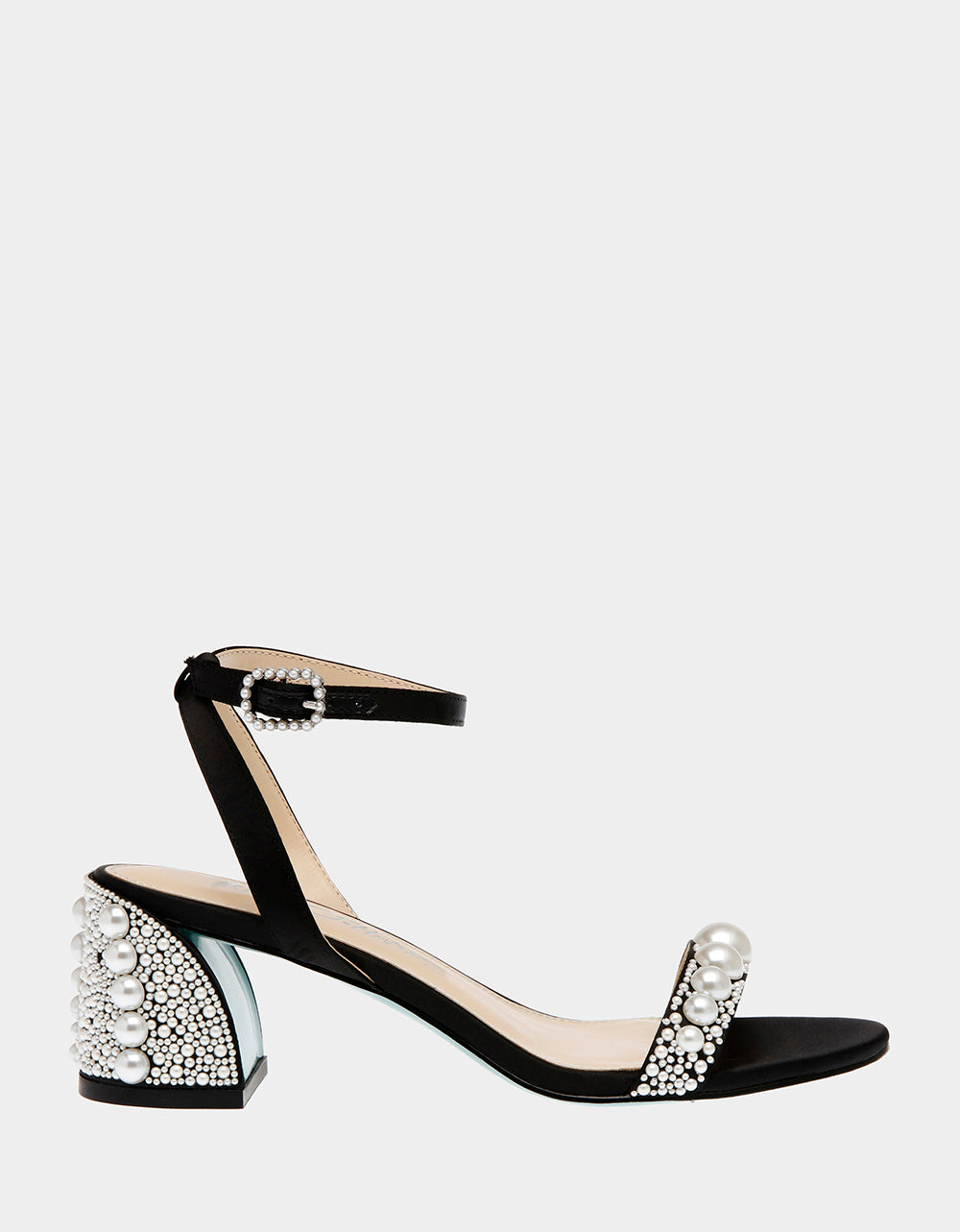 Betsey Johnson Hot Sale - TINA BLACK Pearl Block Heel Sandal