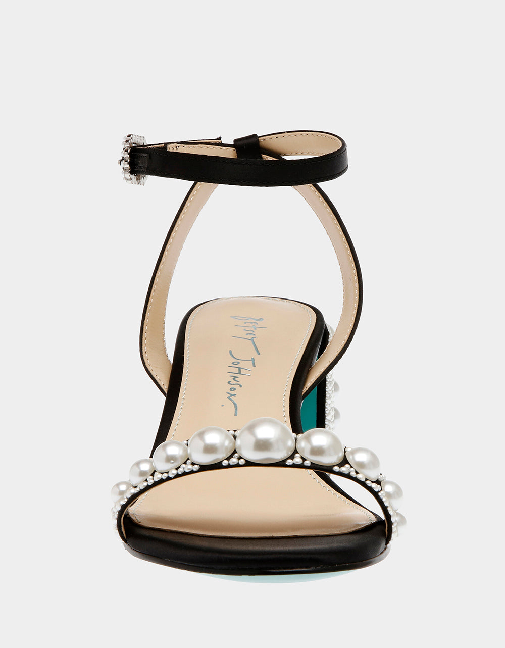 Betsey Johnson Hot Sale - TINA BLACK Pearl Block Heel Sandal