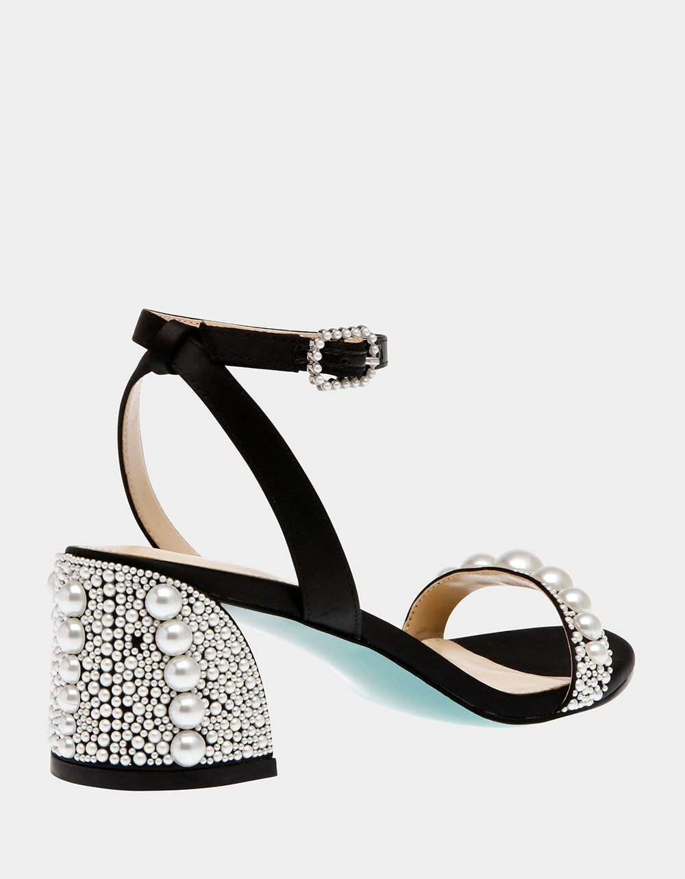 Betsey Johnson Hot Sale - TINA BLACK Pearl Block Heel Sandal