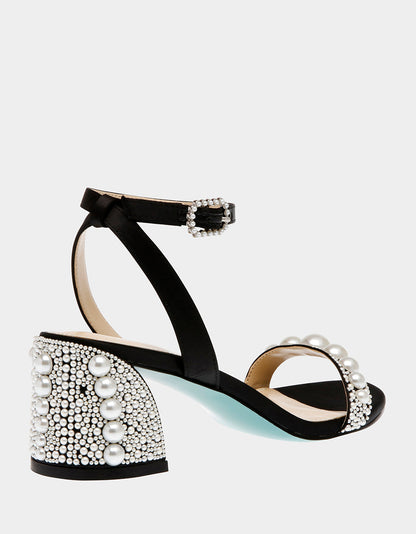 Betsey Johnson Hot Sale - TINA BLACK Pearl Block Heel Sandal