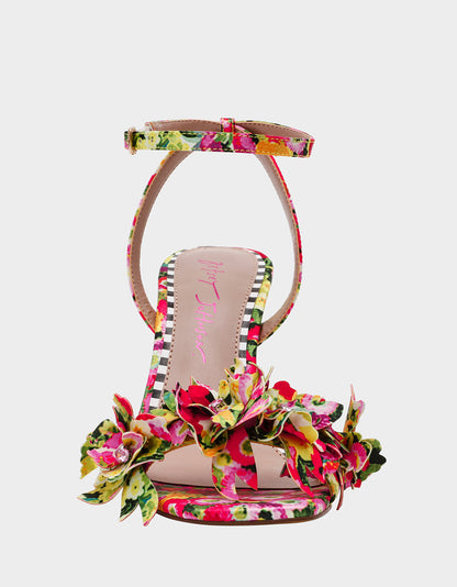 Betsey Johnson Essential - HILLEY GREEN FLORAL MULTI Women's Floral High Heel Stiletto Sandal