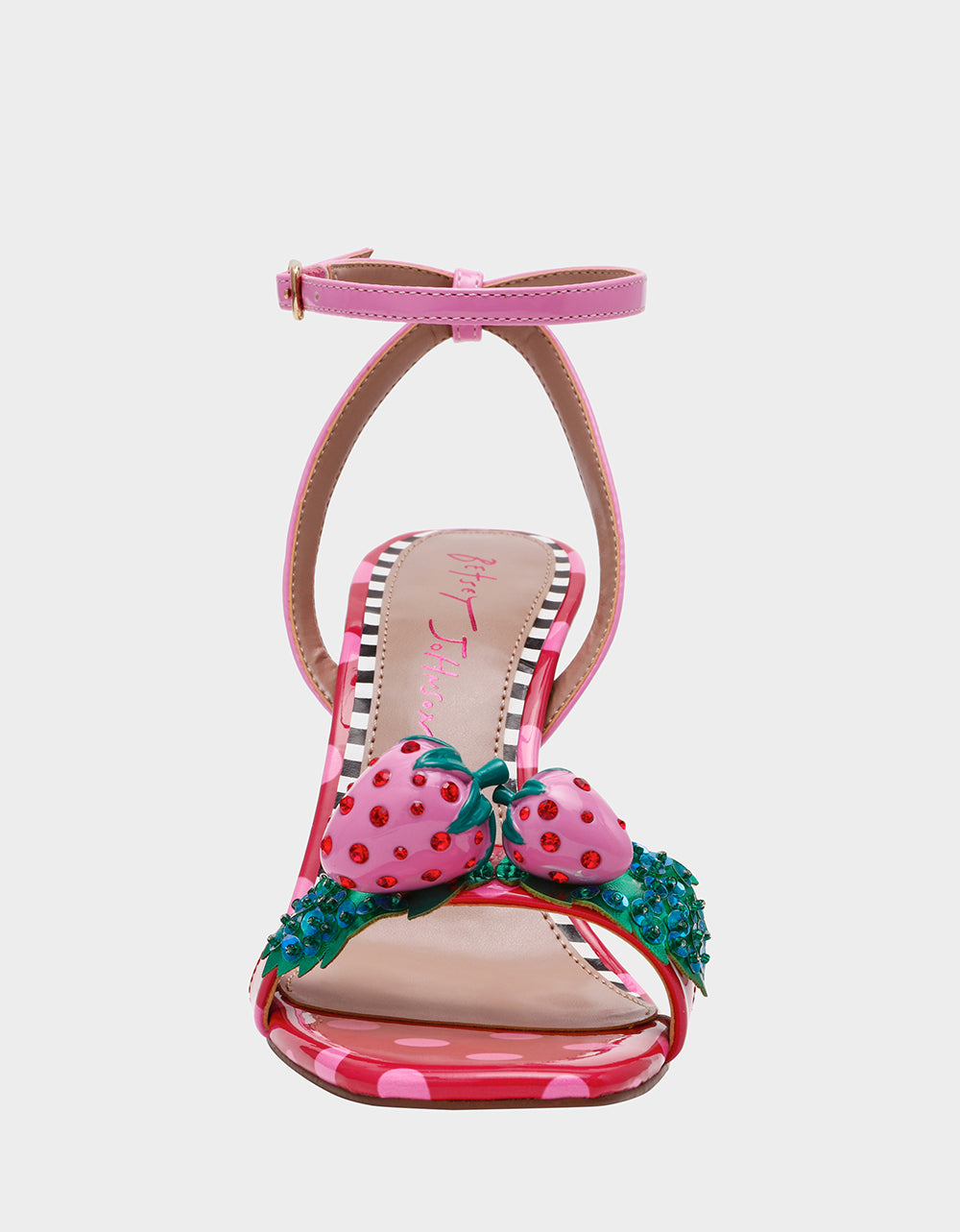 Betsey Johnson Essential - ADDISON Red/Pink Multi Women's Strappy Square-Toe Heel