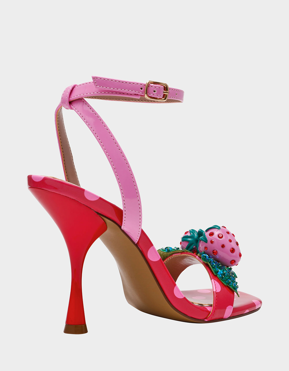 Betsey Johnson Essential - ADDISON Red/Pink Multi Women's Strappy Square-Toe Heel