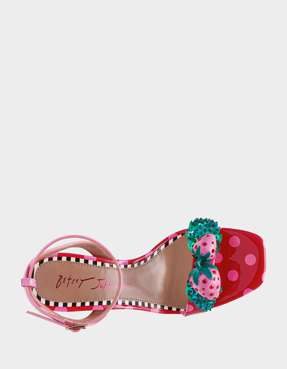 Betsey Johnson Essential - ADDISON Red/Pink Multi Women's Strappy Square-Toe Heel