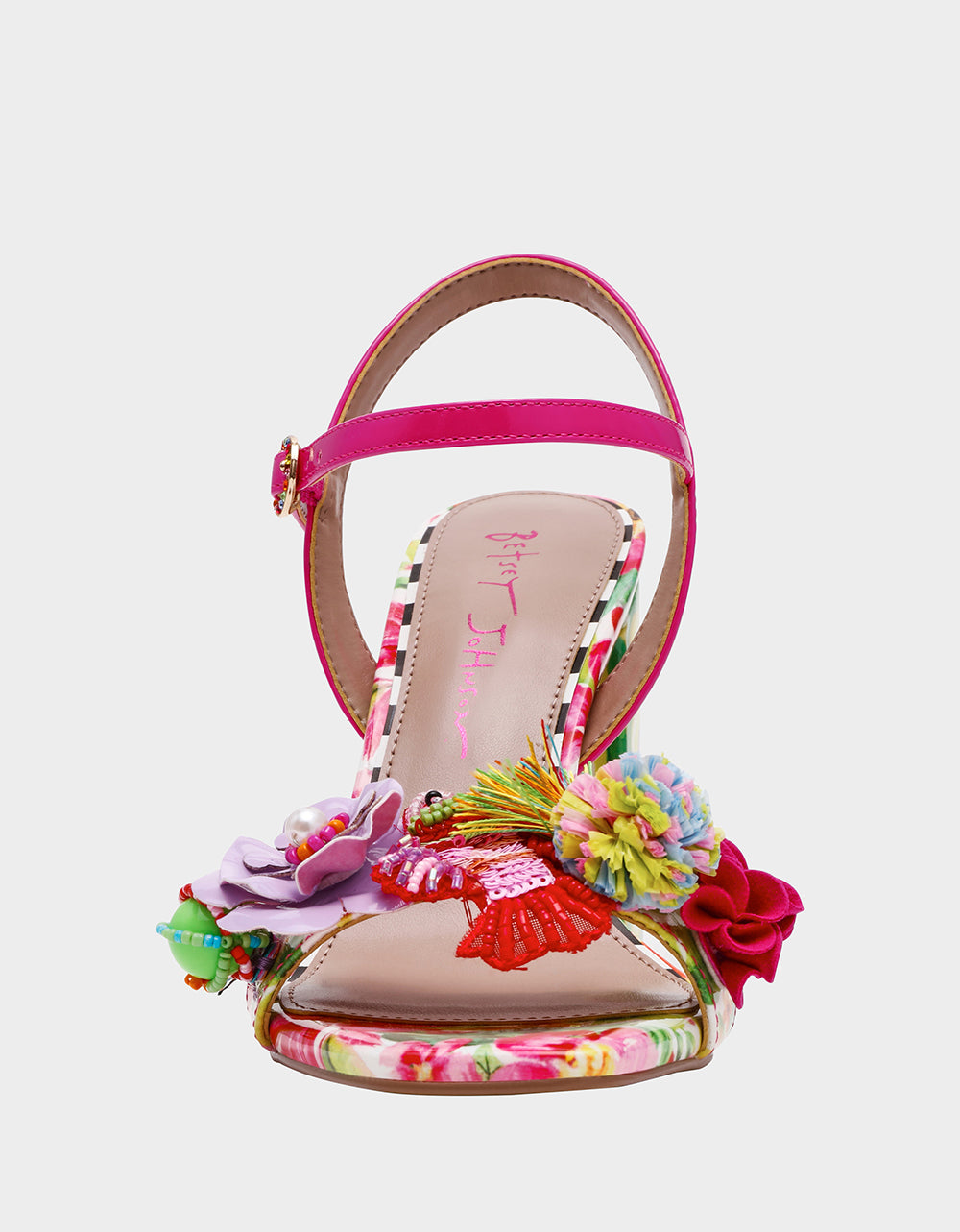 Betsey Johnson Hot Sale - MASEN BRIGHT MULTI Women's Square-Toe Block Heel Floral Decal Heel