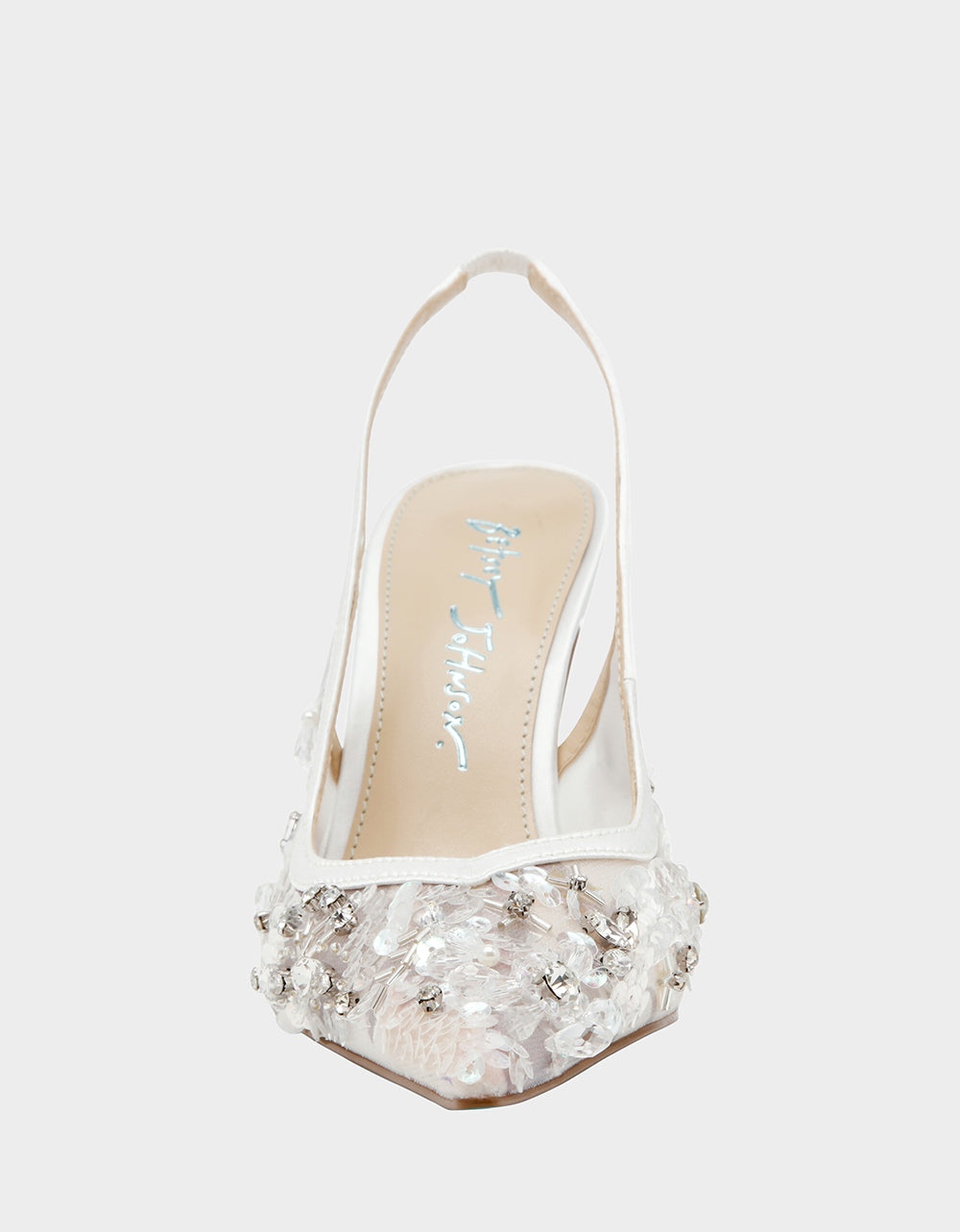 Betsey Johnson Top Pick - EDDIE IVORY Women's Floral Embellished Slingback Mesh High Heel