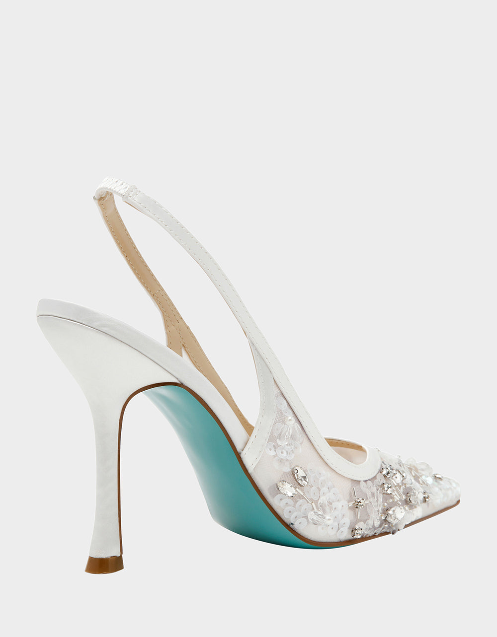 Betsey Johnson Top Pick - EDDIE IVORY Women's Floral Embellished Slingback Mesh High Heel