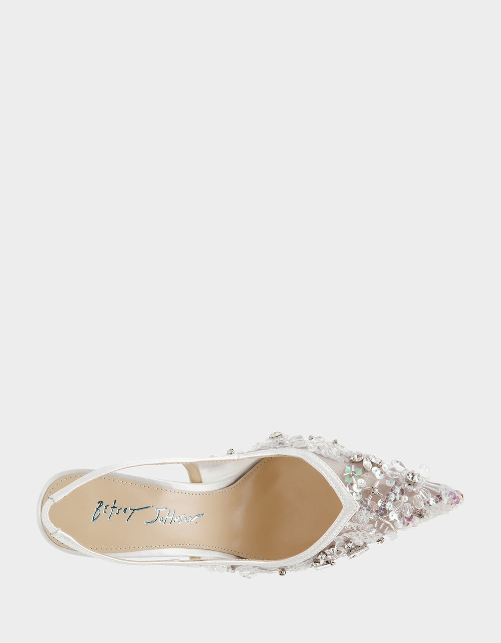 Betsey Johnson Top Pick - EDDIE IVORY Women's Floral Embellished Slingback Mesh High Heel
