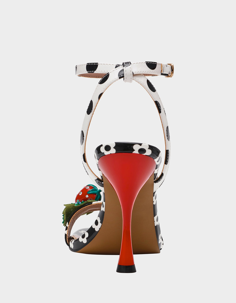 Betsey Johnson Sale - ADDISON Black/White Multi Women's Strappy Square-Toe Heel