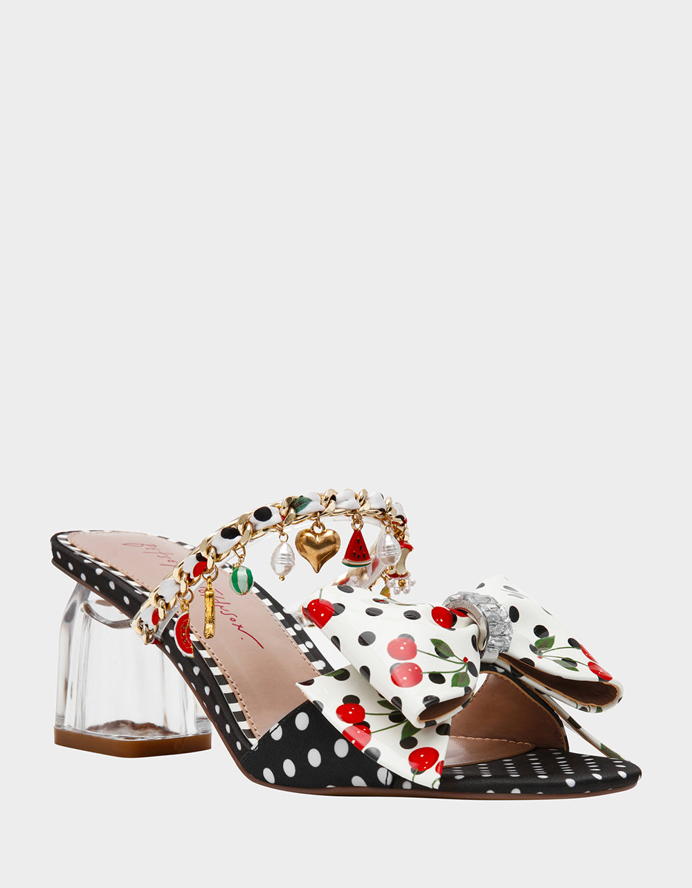 Betsey Johnson Best Seller - KAYLEEN Black Multi Women's Square-Toe Block Heel Mule Bow Heel