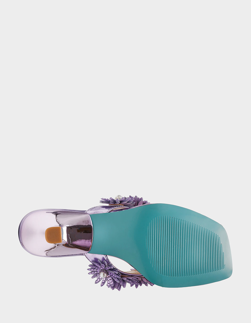 Betsey Johnson Special Offer - LESLI Purple Women's Square-Toe Mule Kitten Heel Rhinestone Embellished Flower Heel