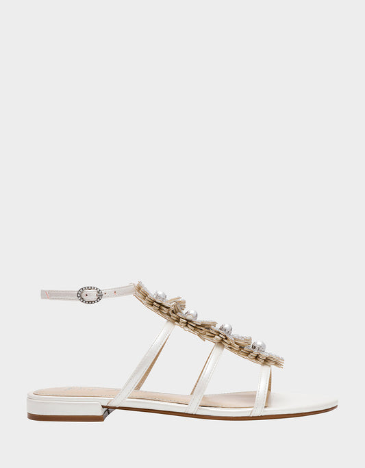 Betsey Johnson Classic - JOYCE IVORY Women's Strappy Rhinestone Embellished Sandal