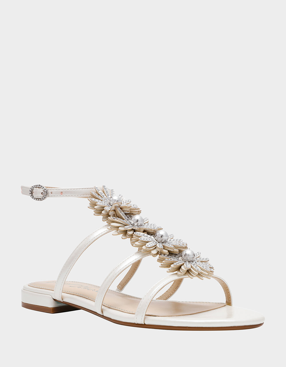Betsey Johnson Classic - JOYCE IVORY Women's Strappy Rhinestone Embellished Sandal