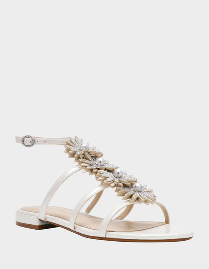 Betsey Johnson Classic - JOYCE IVORY Women's Strappy Rhinestone Embellished Sandal