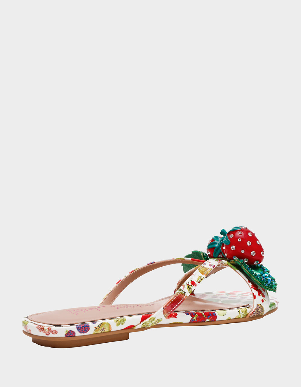 Betsey Johnson Top Pick - GARRIK WHITE MULTI Women's Thong Strappy Fruit Printed Sandal
