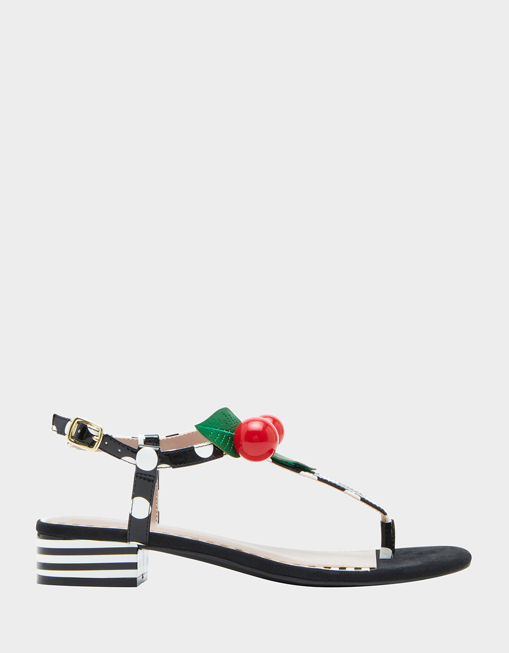 Betsey Johnson Latest - ASBURY BLACK WHITE MULTI Cherry Sandals